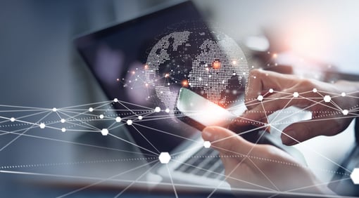 Digital technology and internet network connection graphic